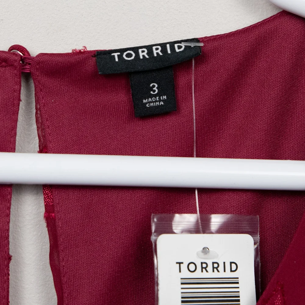 Torrid fuchsia star chiffon tiered midi dress-3